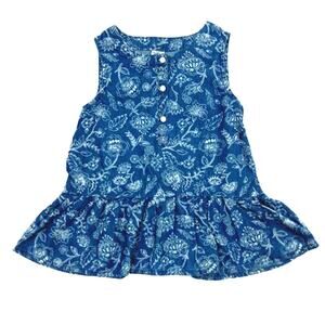 Oshkosh B'gosh Denim Dress Sleeveless Floral Sz 4